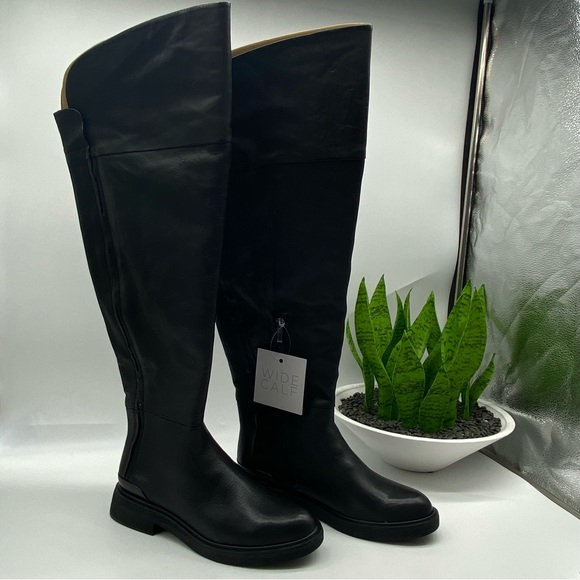 FRANCO SARTO BATTINA OVER-THE-KNEE BOOT wide calf in black leather size 9.5M NEW - Picture 2 of 8